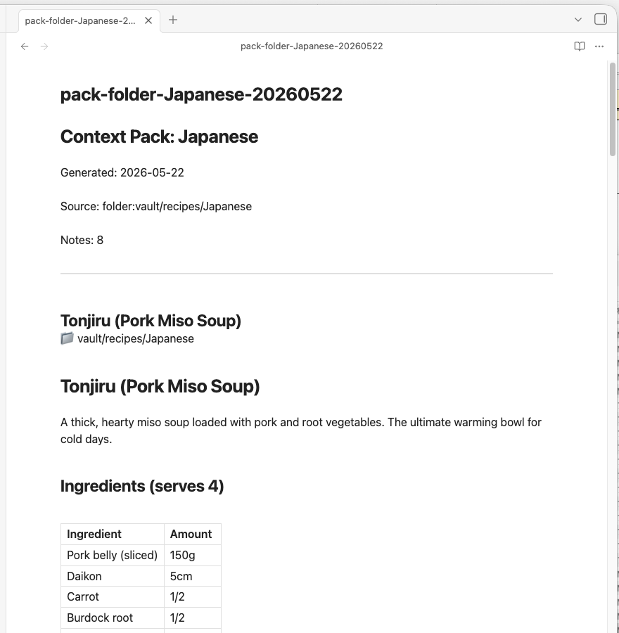 Context Pack output