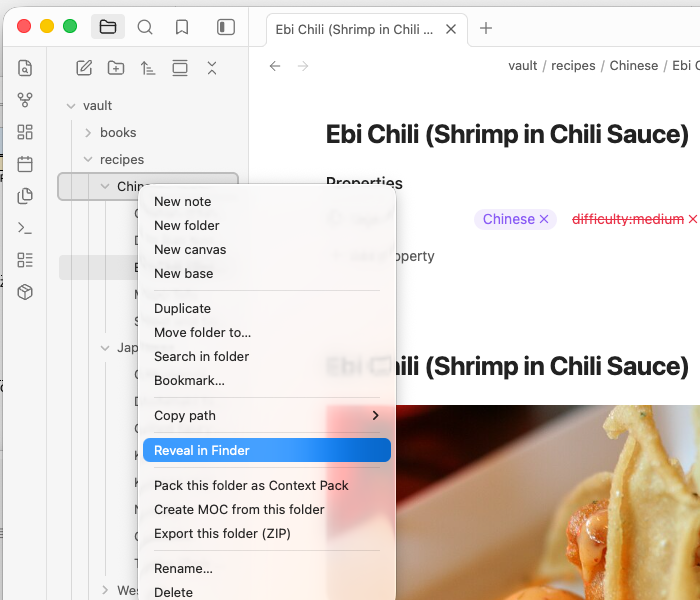 Right-click menu