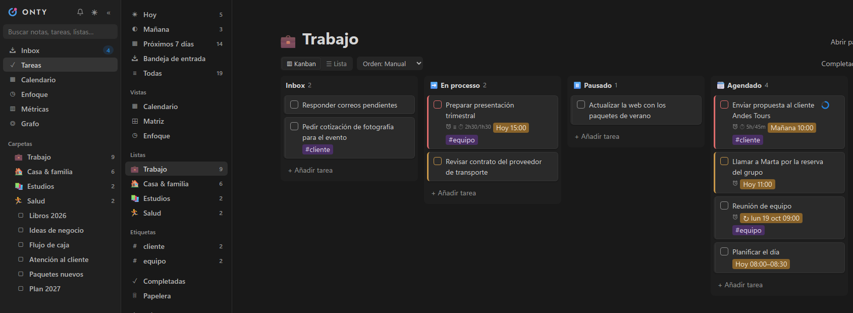 Tarefas em kanban