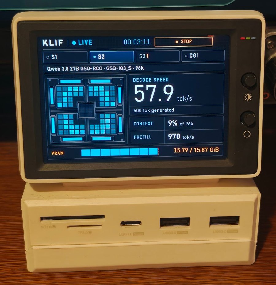 KLIF on a 3.5-inch 960x640 panel on the desk, System 2 decoding