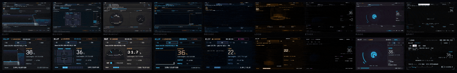 All nine skins while a System starts