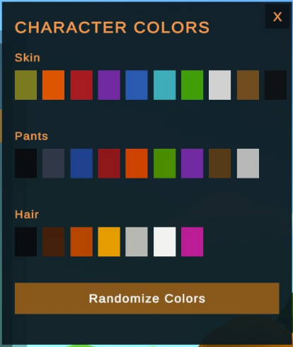 Character color customization