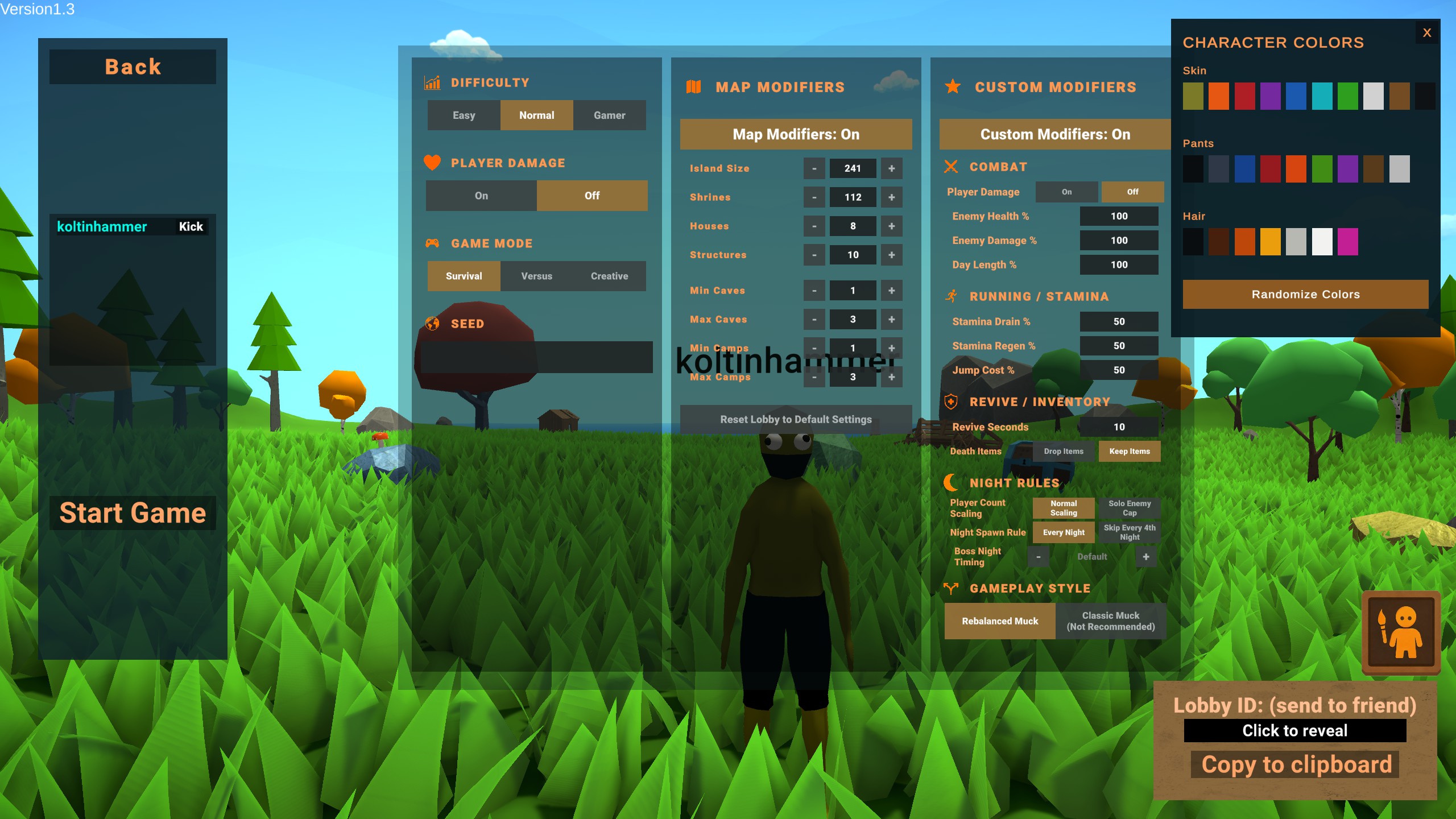 Lobby settings and world modifiers
