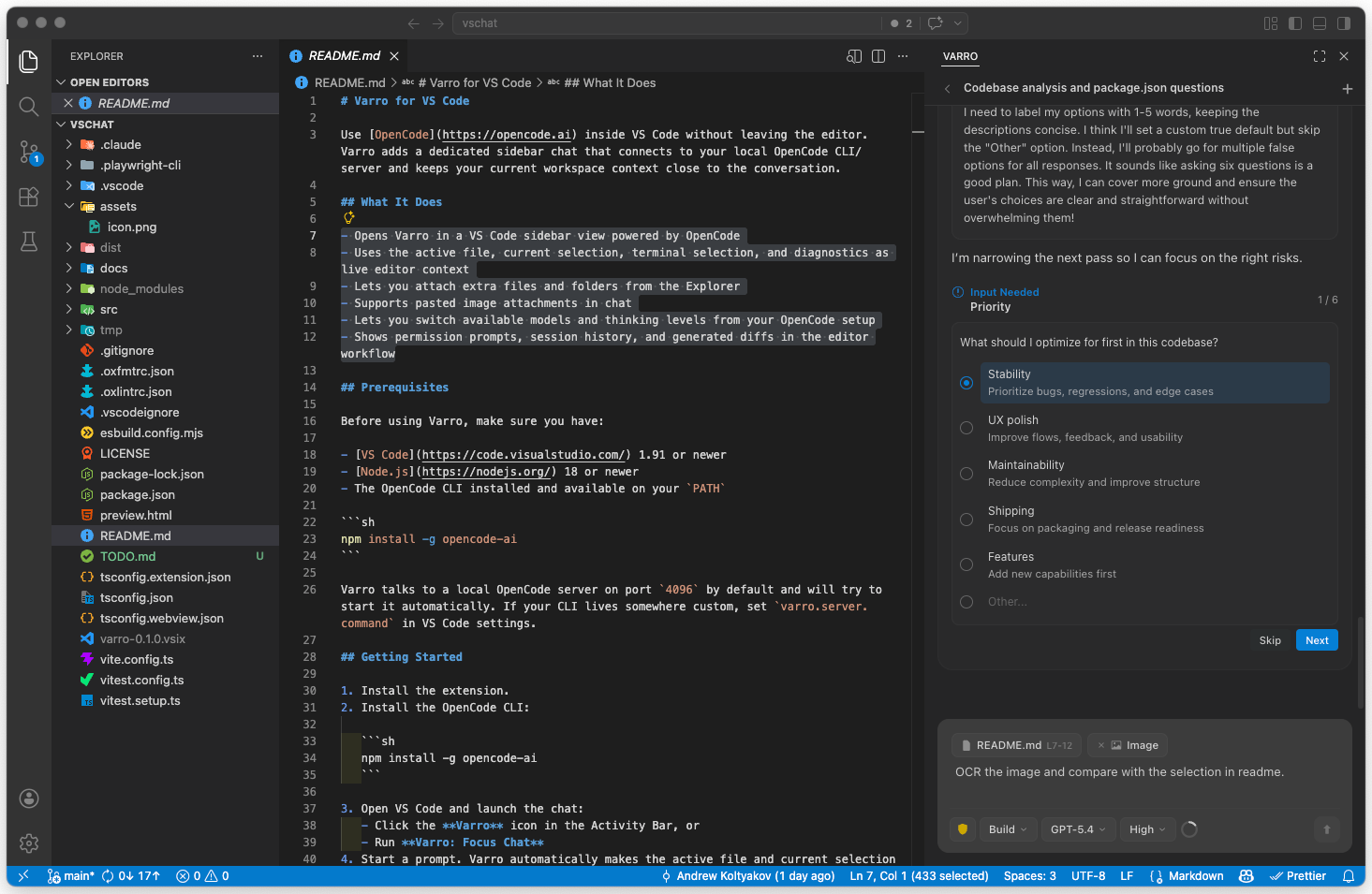 Varro in VS Code