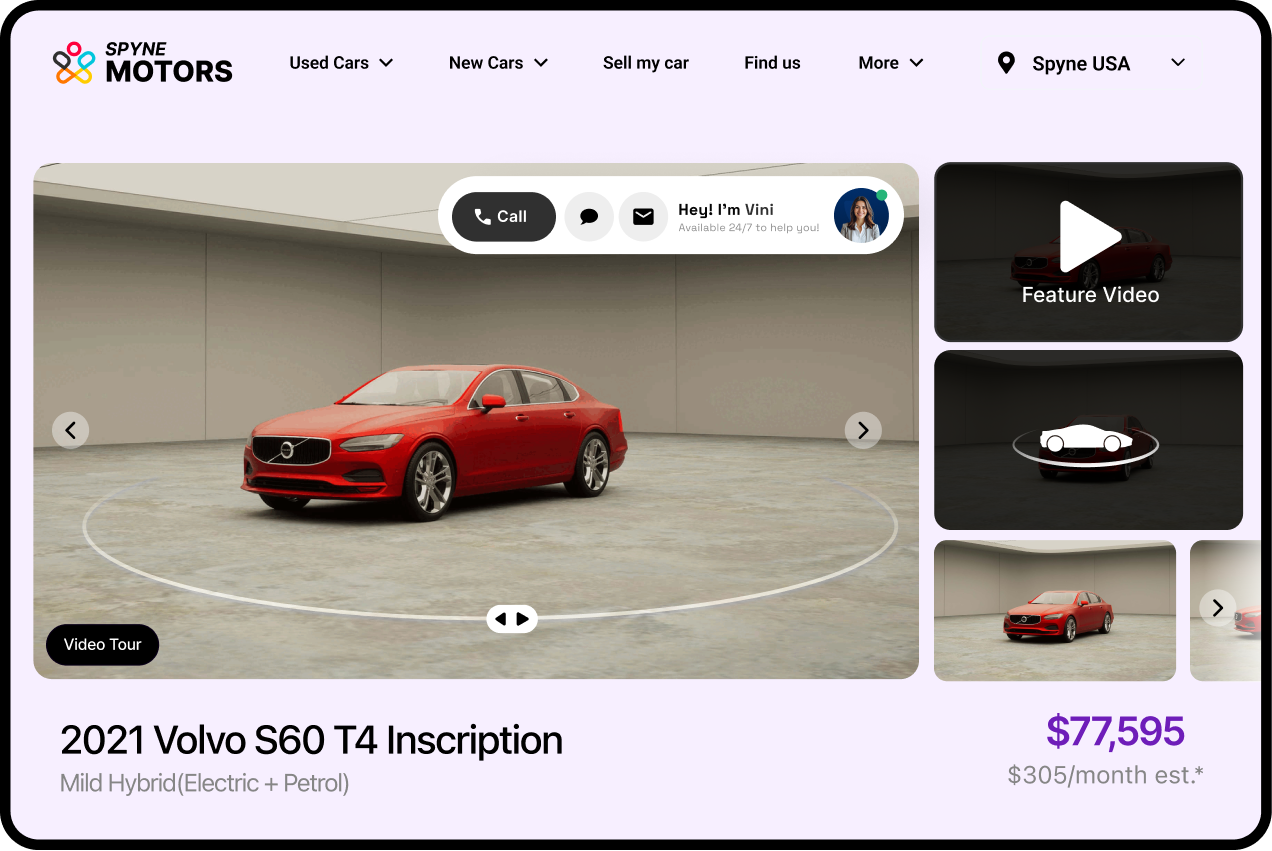 Studio AI vehicle listing interface