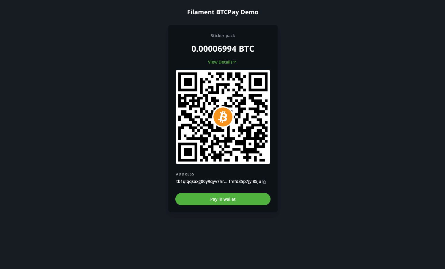 Invoice — checkout link and QR