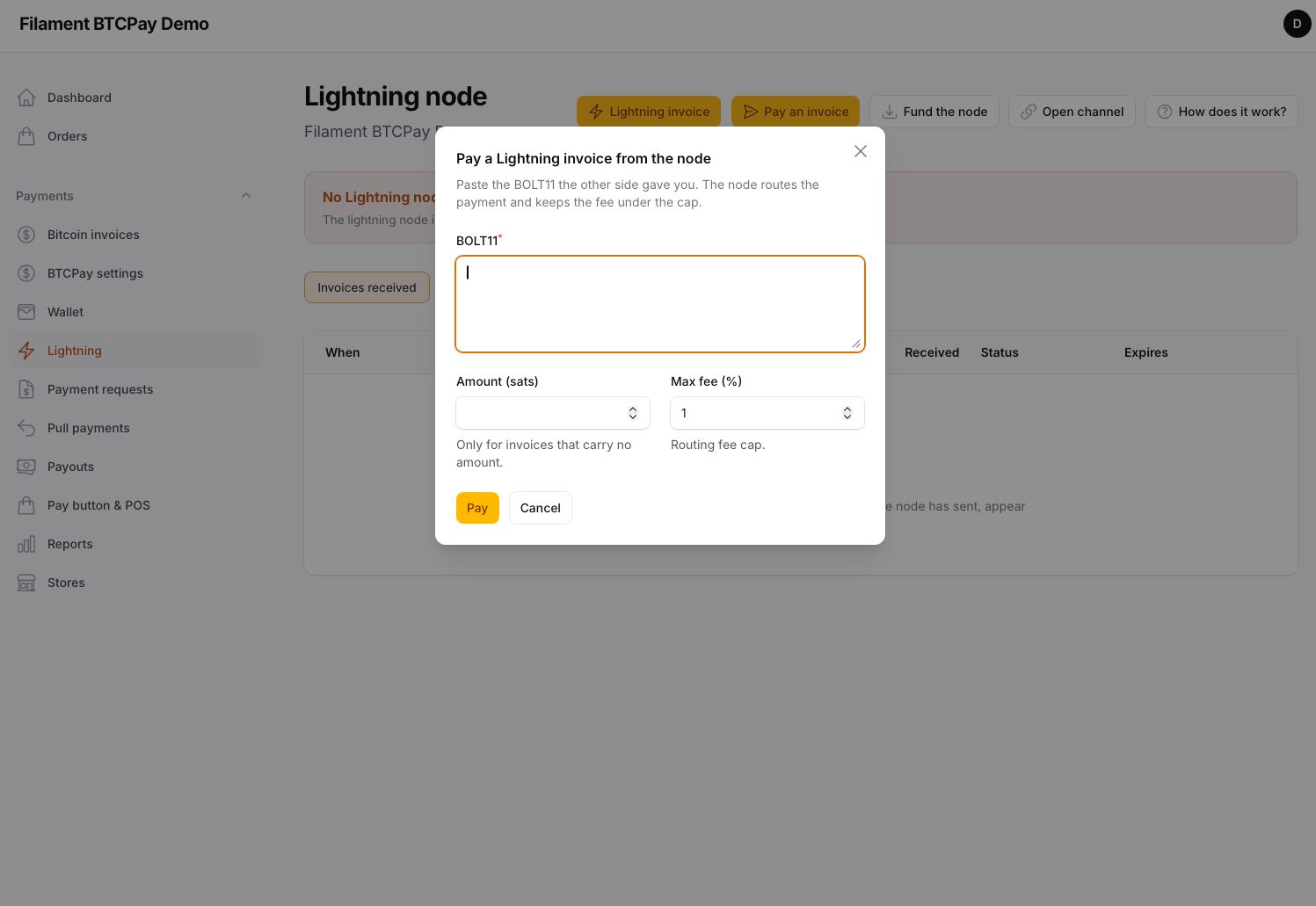 Pay with Bitcoin — the action on your own resource