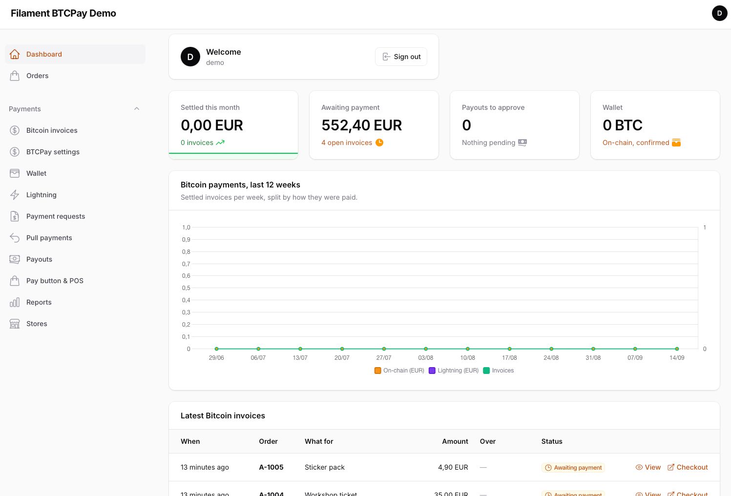 Wallet — balances, receive address, transactions, send
