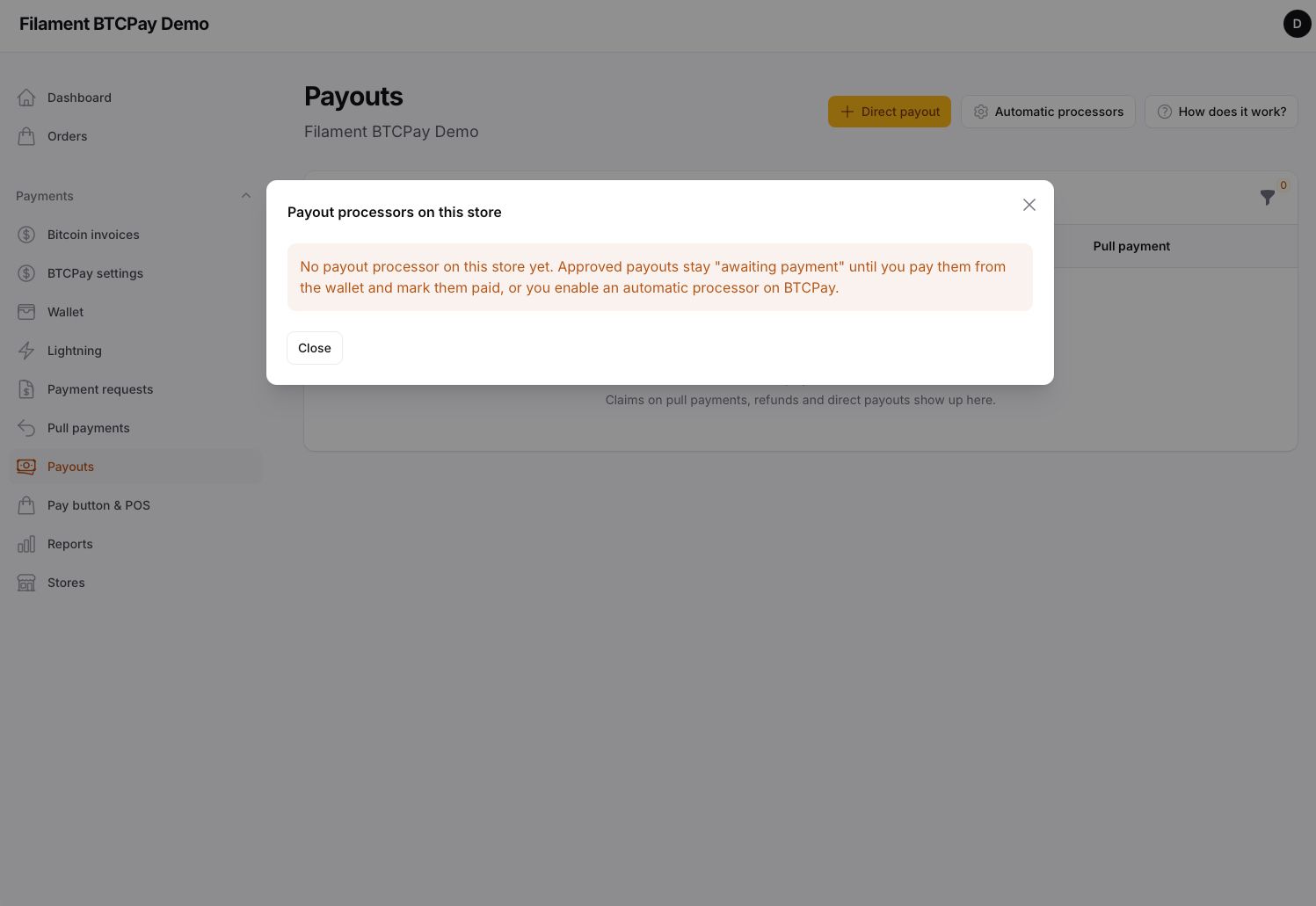 Payment requests — hosted pages asking for an amount