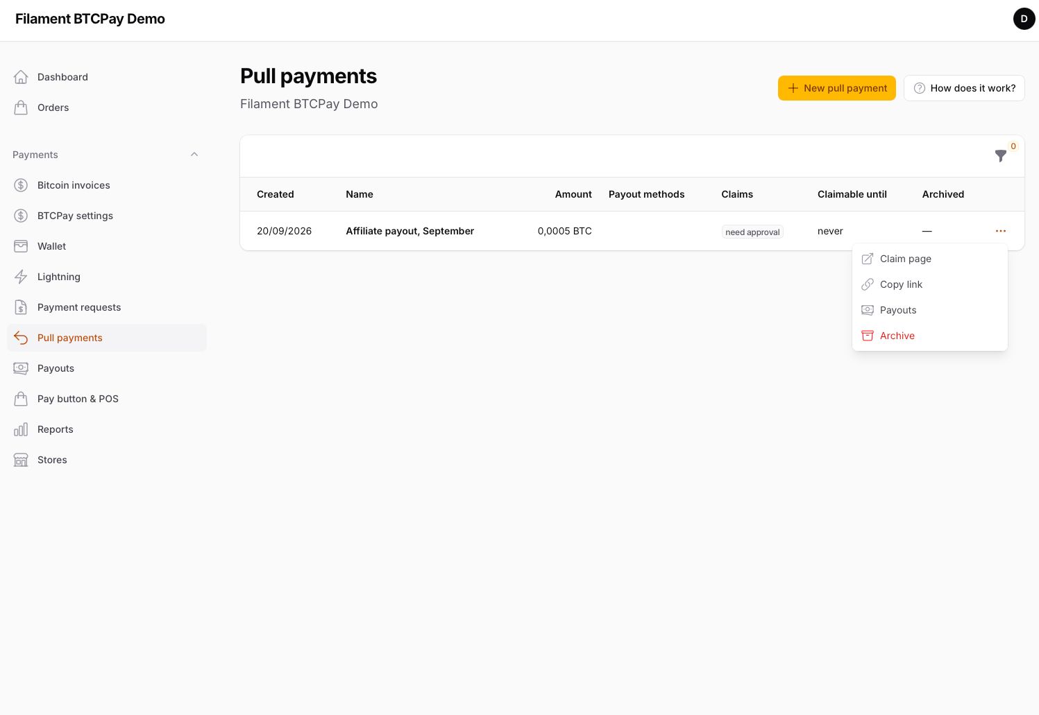 Pull payments — claimable money with its public link