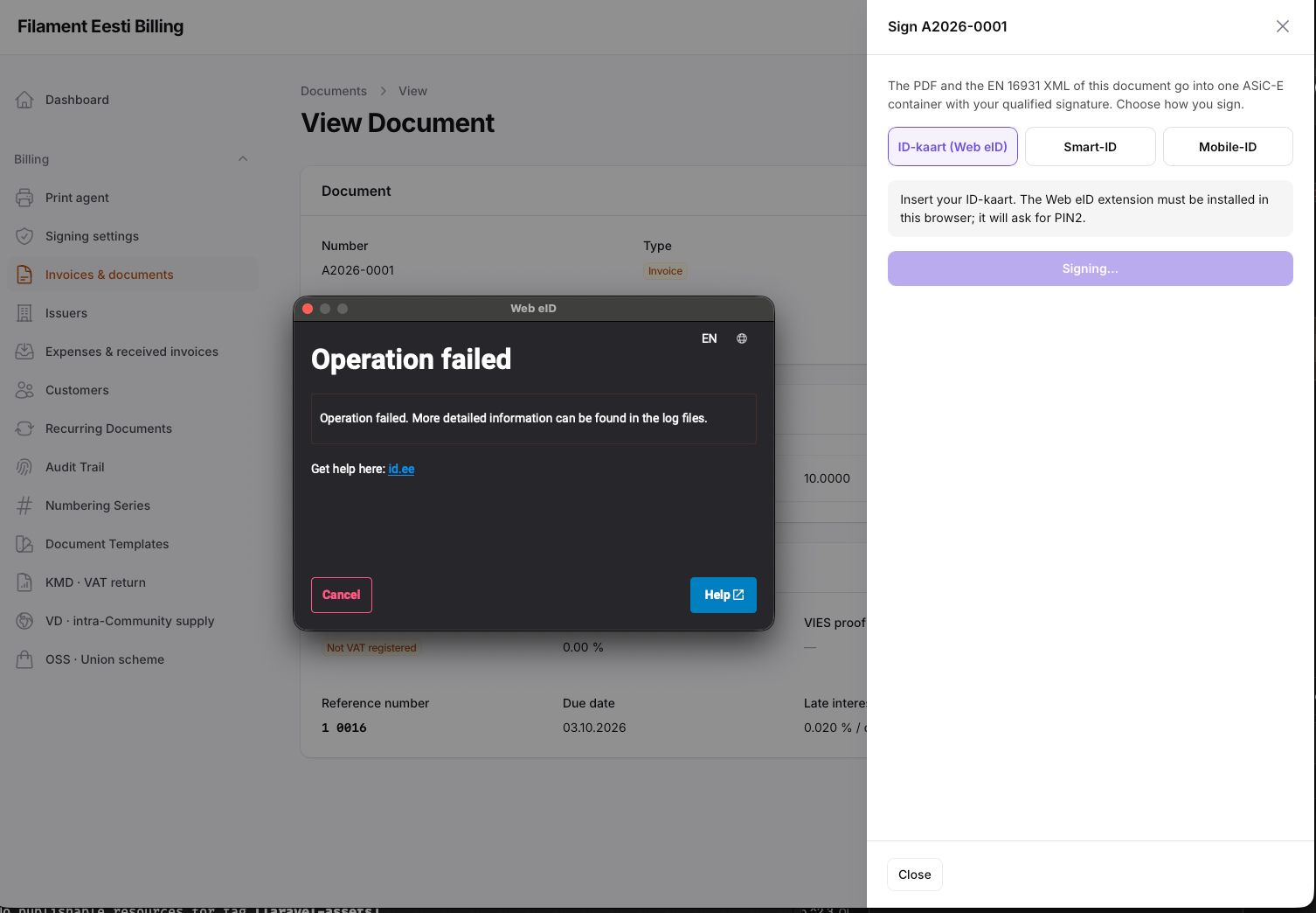 Signing dialog — ID-kaart, Smart-ID, Mobile-ID