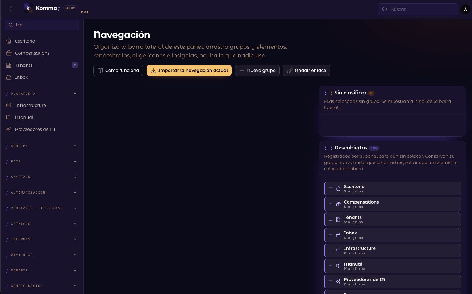 Sidebar in dark mode