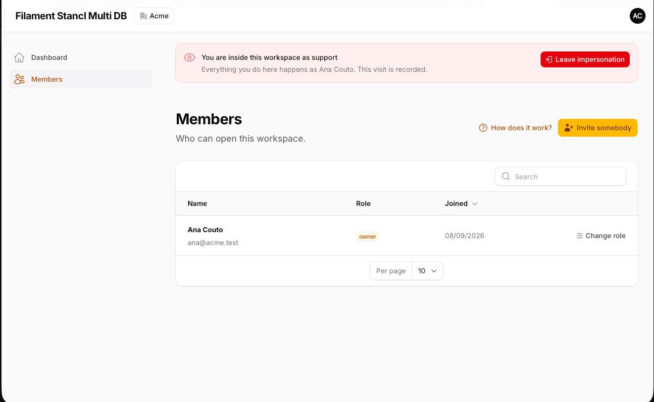 Members and pending invitations