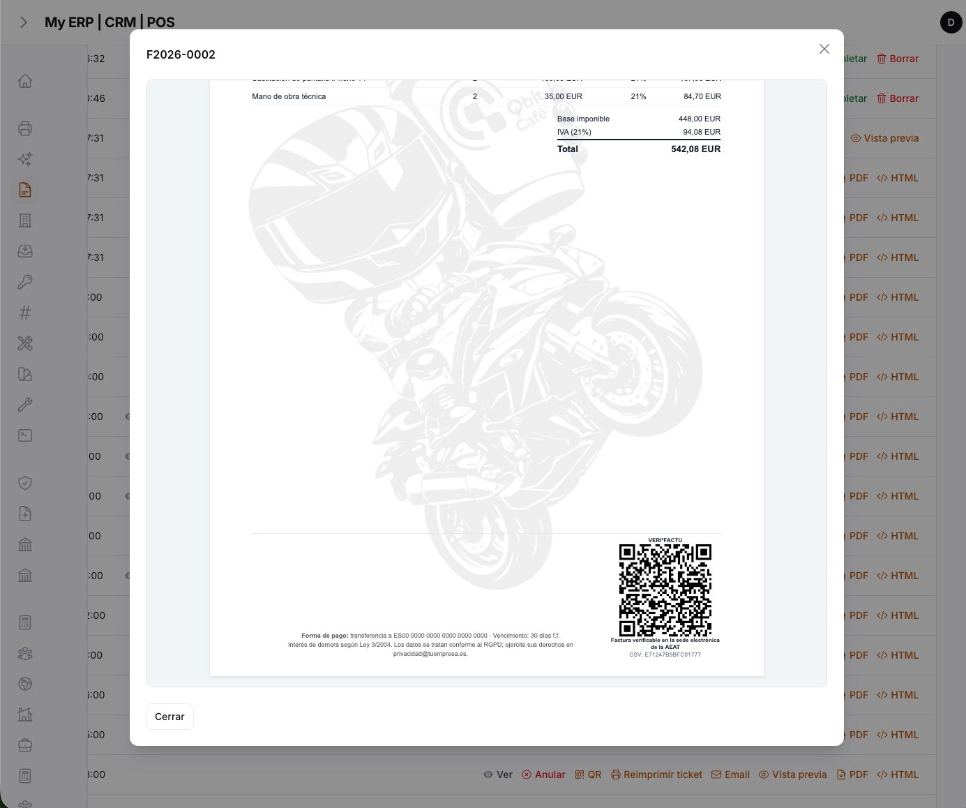 Document preview — A4 with tributary QR and legend