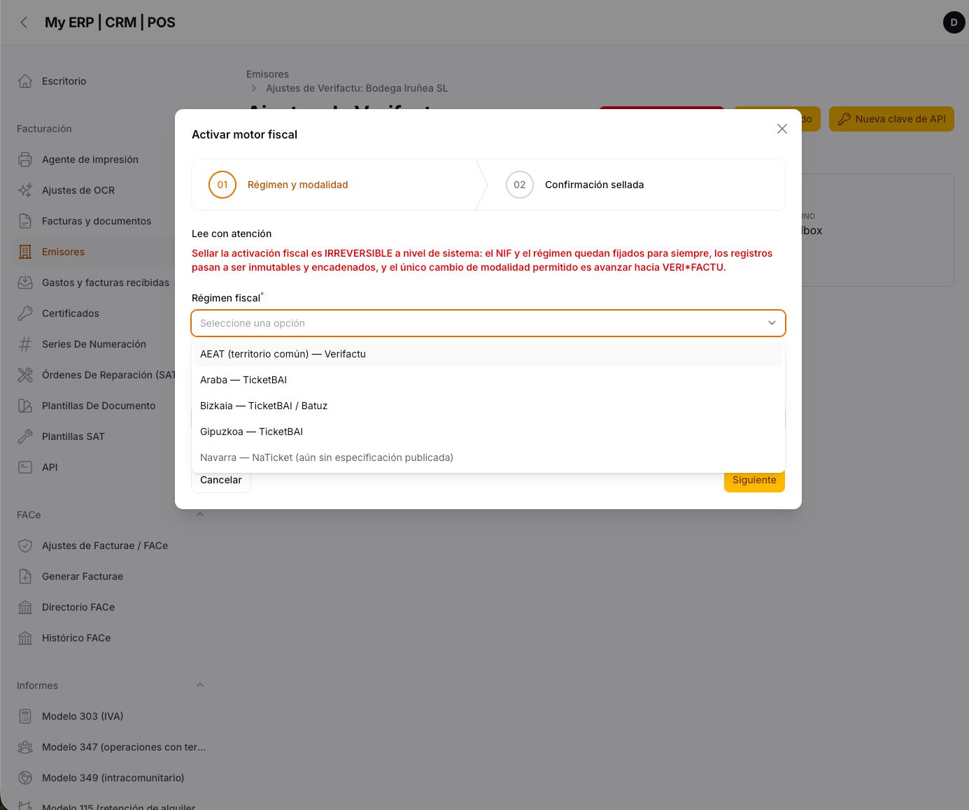 Navarra listed but locked — NaTicket has no published specification