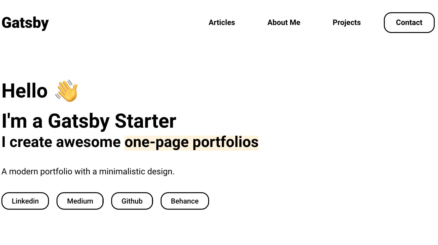 Gatsby Starter Portfolio Minimal Screenshot