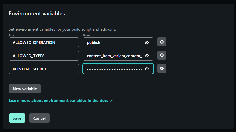 Netlify Environment settings