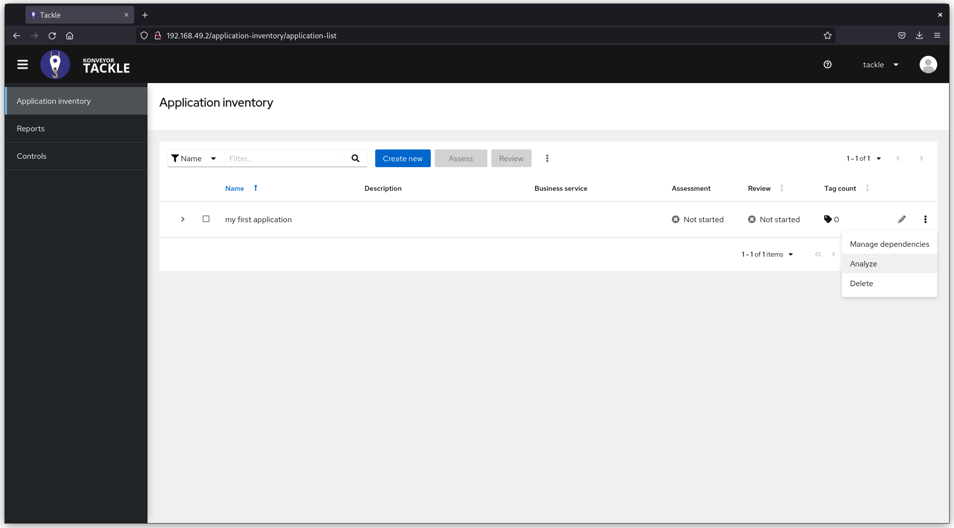 Tackle analyze application