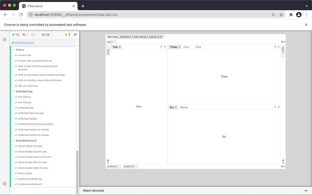 FlexLayout Cypress tests