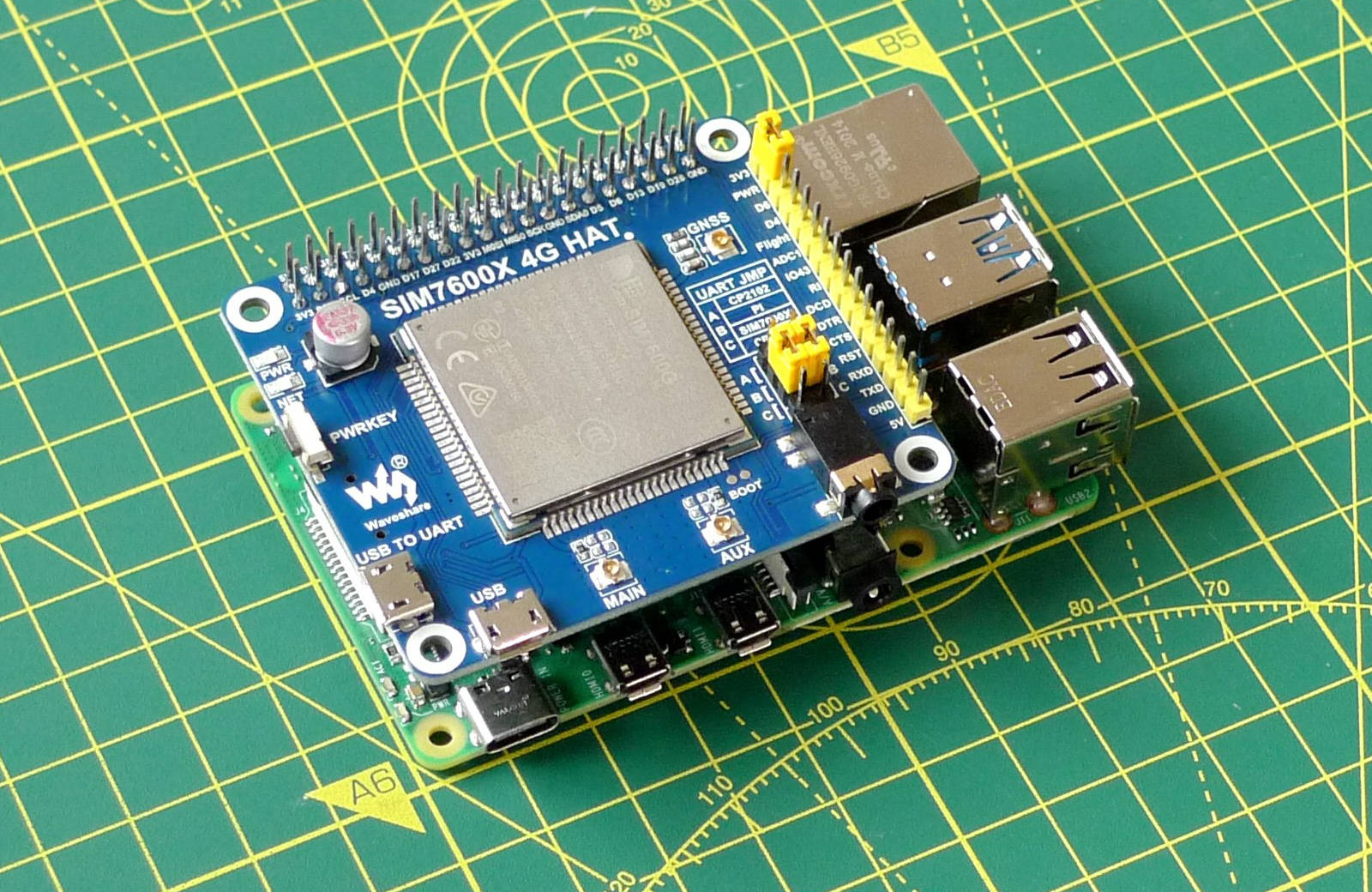 Raspberry Pi and Waveshare SIM7600X 4G Hat with Programmable Wireless