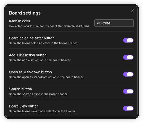 Default kanban board color