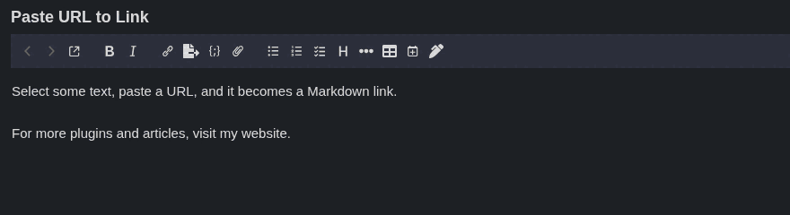 Selecting text and pasting a URL turns it into a Markdown link