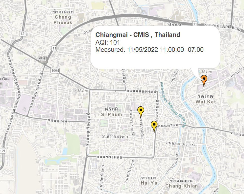 Map of stations in Chiang Mai area