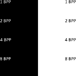 Grayscale color shades quantized with black and white palette