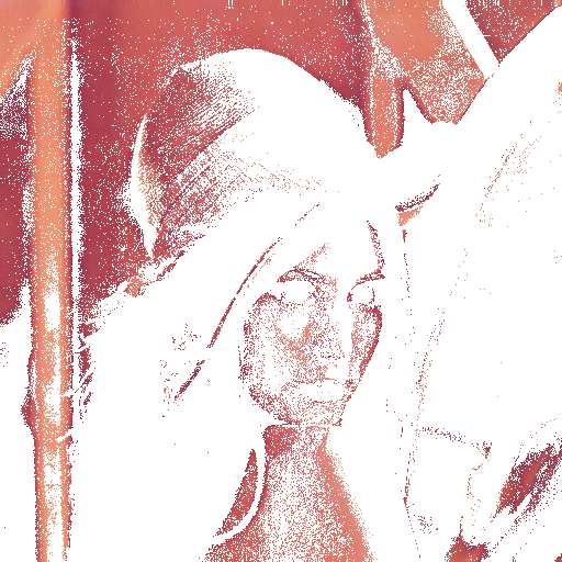 Test image "Lena" encoded as a high color GIF. Prequantized to the 16-bit RGB565 color space using Floyd-Steinberg dithering