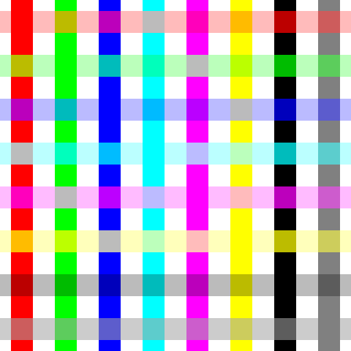 Blending colored stripes in the linear color space
