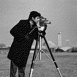 Test image "Cameraman" quantized with black and white palette using Floyd-Steinberg dithering