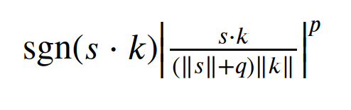 Equation for sharpened cosine similarity