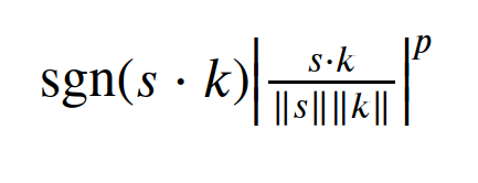 Equation for raw sharpened cosine similarity