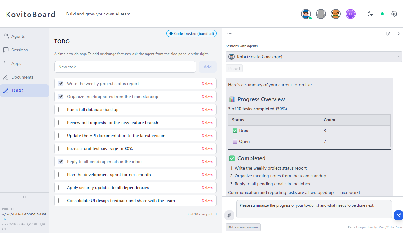 Work together on the app — work alongside an agent while sharing the app screen you've built.