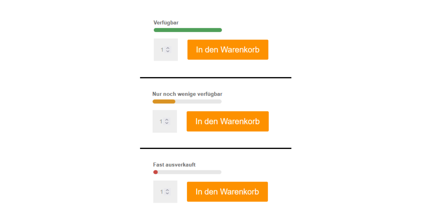 Beispiele der Lagerstatus im Frontend