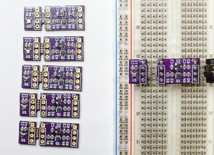 Assembled rev B breakout boards