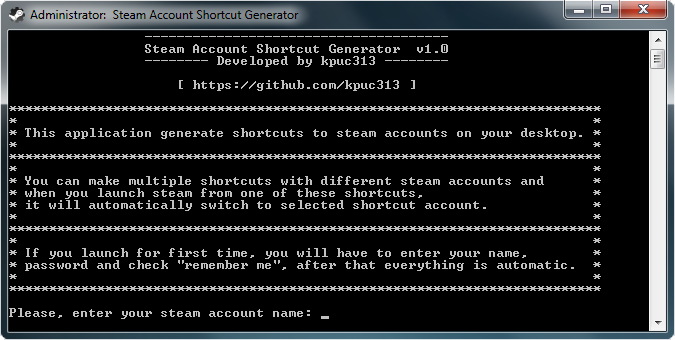 virkningsfuldhed Gøre mit bedste Prøve GitHub - kpuc313/steam-account-shortcut-generator: Generate shortcuts to steam  accounts on your desktop.
