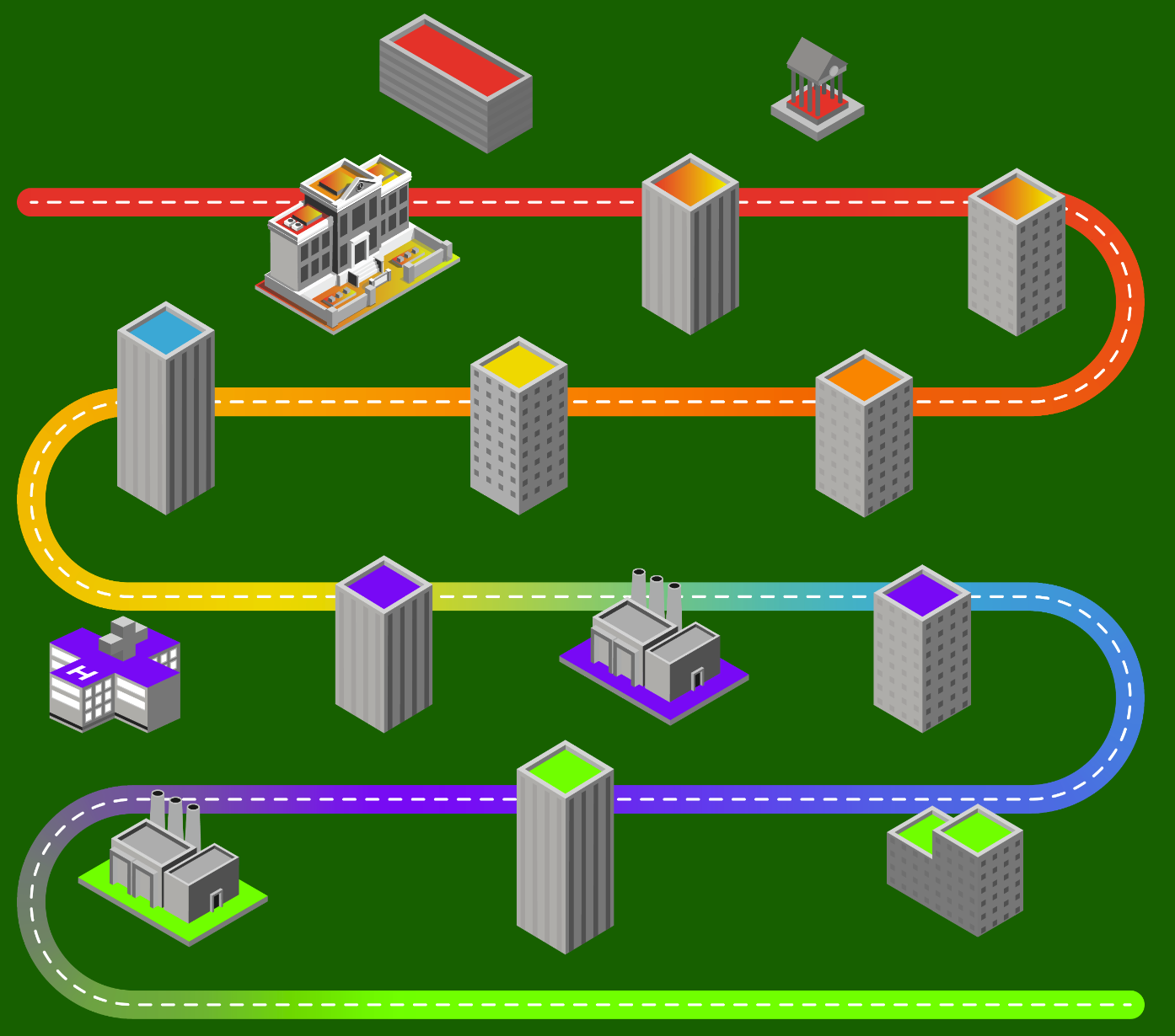 Illustration of buildings and institutions