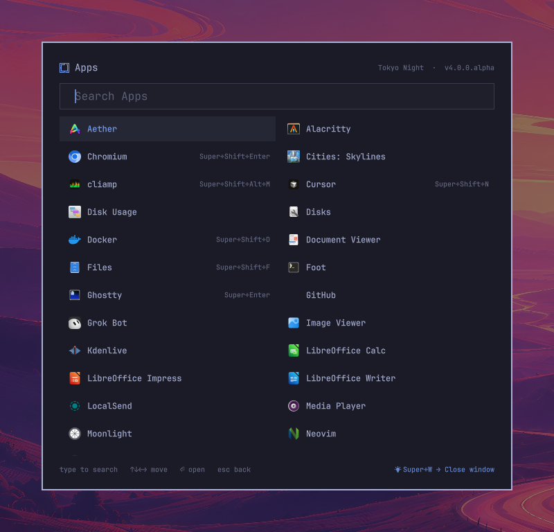 Apps menu