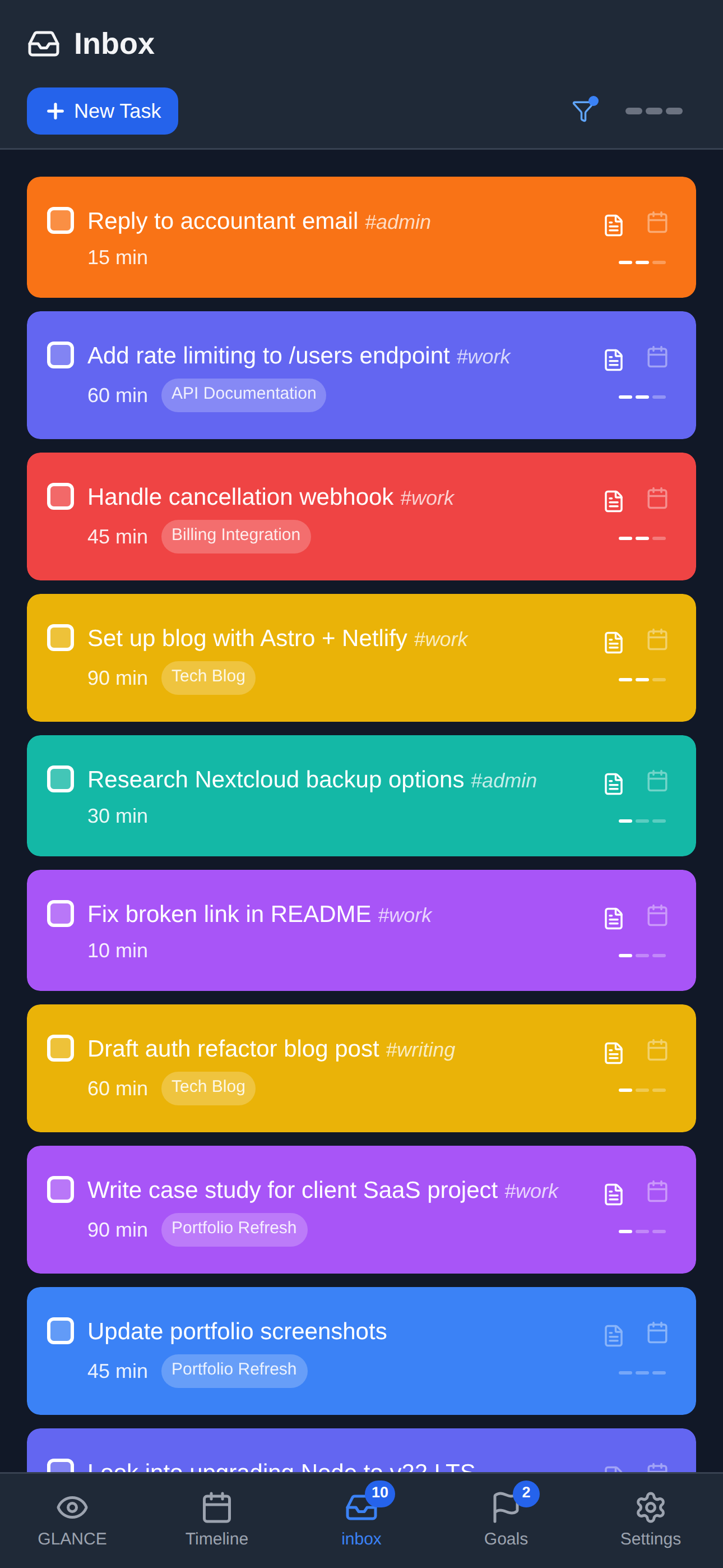 Inbox with Priorities and Tags