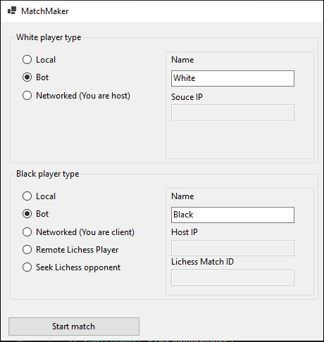 Setup of bot vs bot playmode