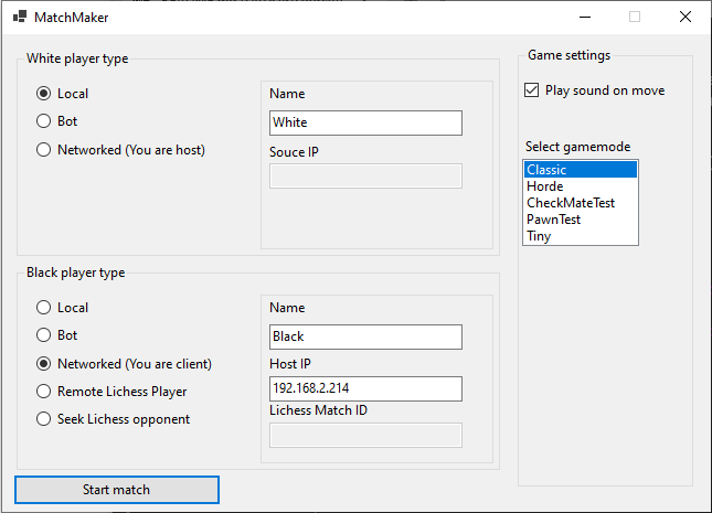 Player 2 (client) setup of networked playmode