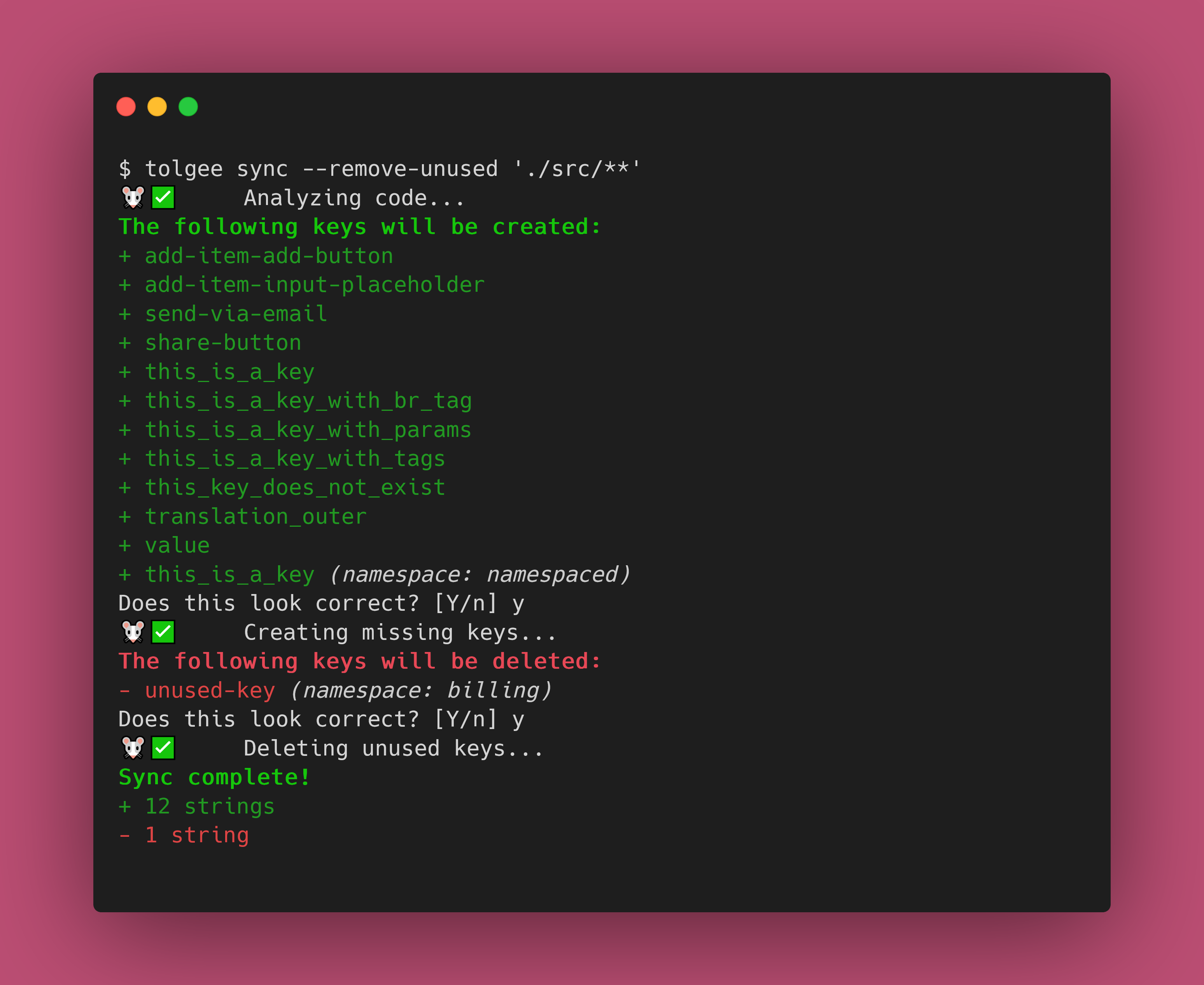 Tolgee CLI screenshot