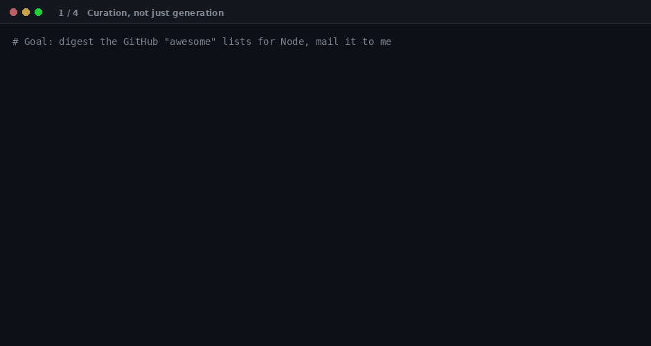 Curate a spec, aggregate a second one, run the generated server, and let an agent call it