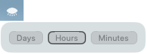 The Compact panel open under the eye after an Option-click: Days, Hours and Minutes