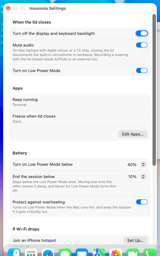 The top of the Settings page at b892819