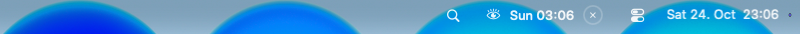 Menu bar: Countdown on End time shows the end, Sun 03:06