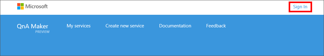 Signing in to QnA Maker