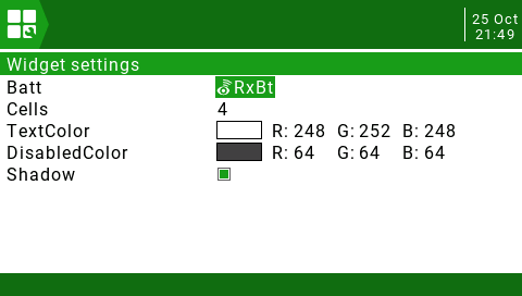 AvgBatt widget settings