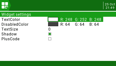 GPS widget settings